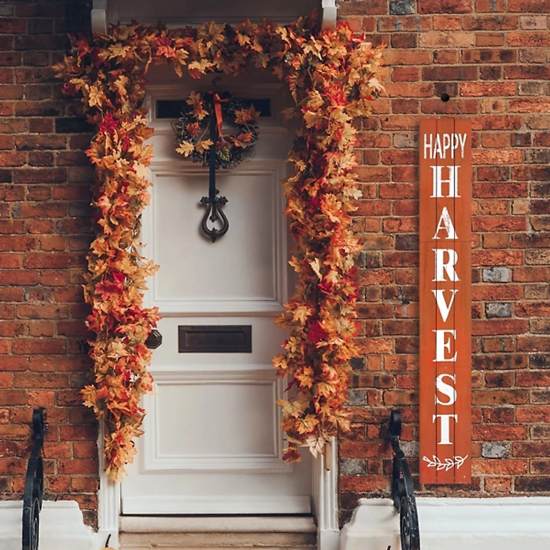 Orange Happy Harvest Porch Board, 10 in.