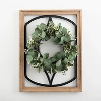 Wood and Metal Framed Wreath Wall Plaque