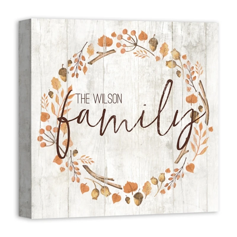 Personalized Family Harvest Wreath Canvas Print