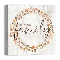 Personalized Family Harvest Wreath Canvas Print