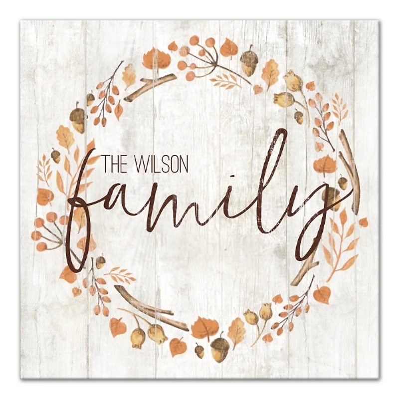 Personalized Family Harvest Wreath Canvas Print