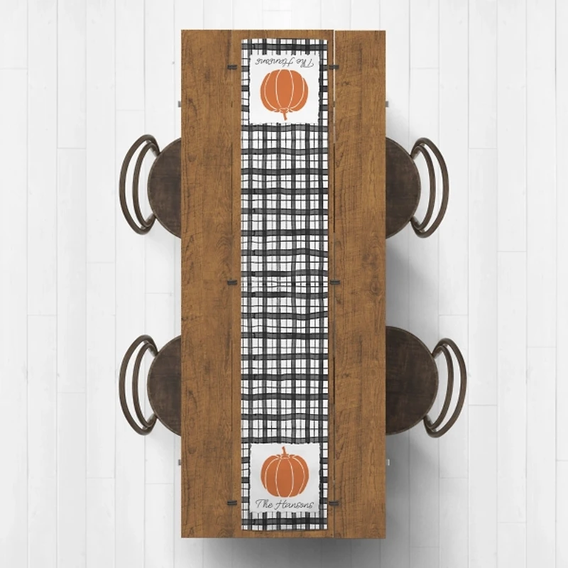 Personalized Black and White Plaid Table Runner