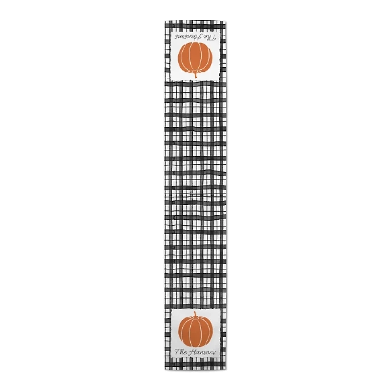 Personalized Black and White Plaid Table Runner