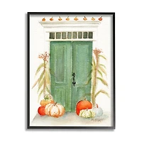 Green Doors and Pumpkins Framed Giclee Art Print