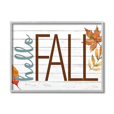 Hello Fall Wood Plank Framed Wall Art
