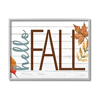 Hello Fall Wood Plank Framed Wall Art