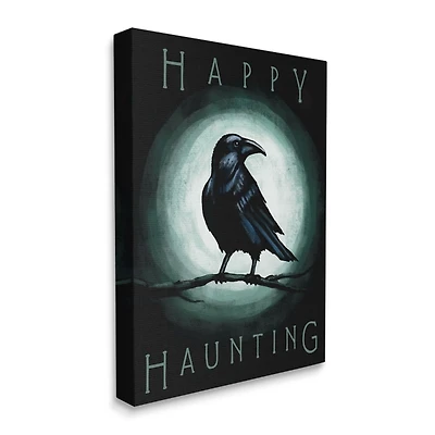 Happy Haunting Black Crow Canvas Art Print