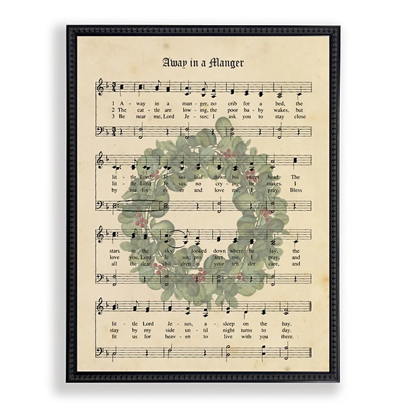 Away in a Manger Hymn Framed Christmas Art Print