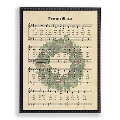 Away in a Manger Hymn Framed Christmas Art Print