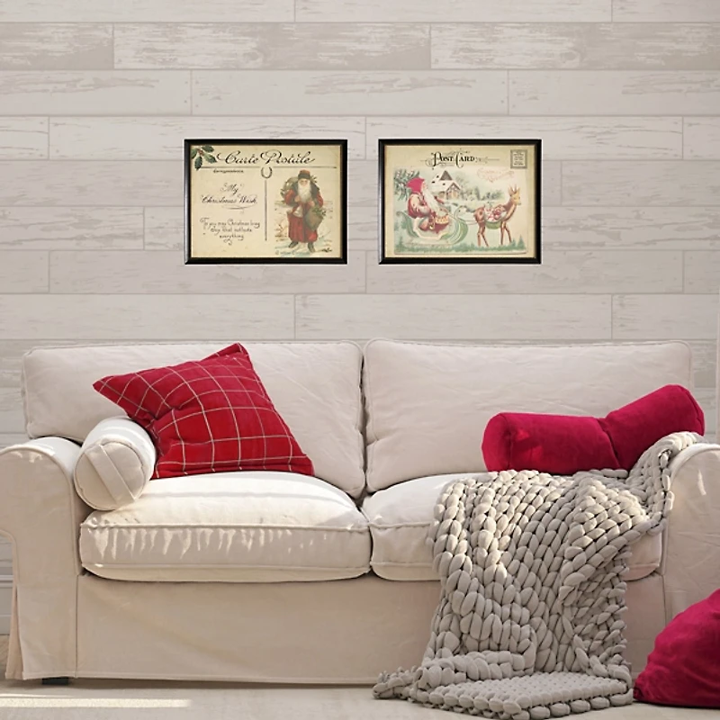 Red Santa Post Card Christmas Art Print