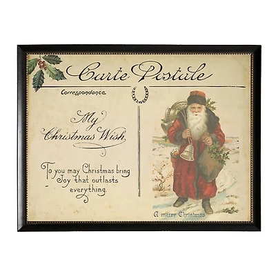 Red Santa Post Card Christmas Art Print