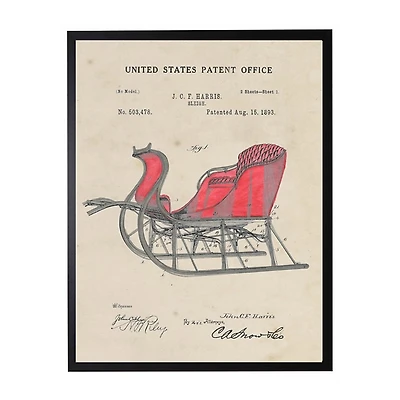 Sleigh Patent Vintage Christmas Art