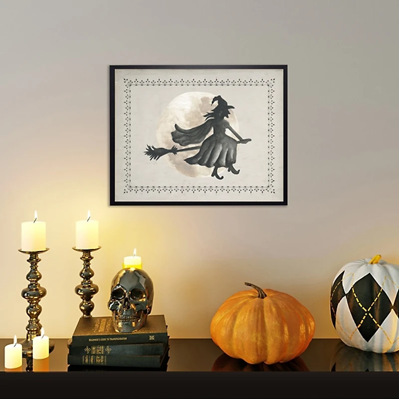 Flying Witch Framed Halloween Wall Art
