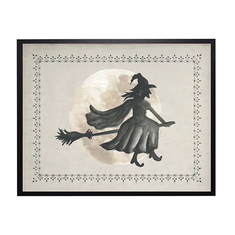 Flying Witch Framed Halloween Wall Art