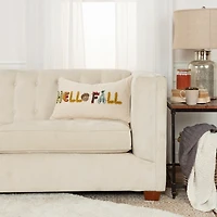 Hello Fall Embroidered Lumbar Pillow