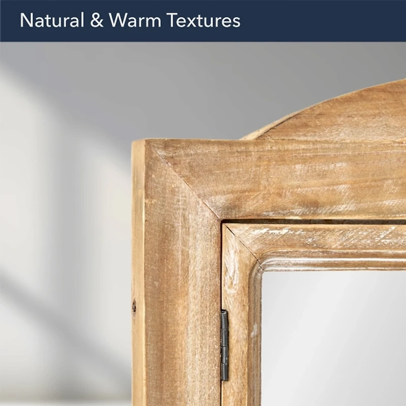 Rustic Wooden Dual Window Shutter Wall Mirror