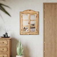 Rustic Wooden Dual Window Shutter Wall Mirror