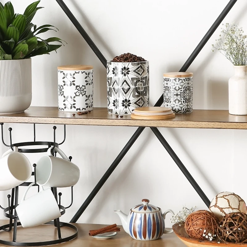 Charcoal Tile 3-pc. Bamboo Lid Jar Set