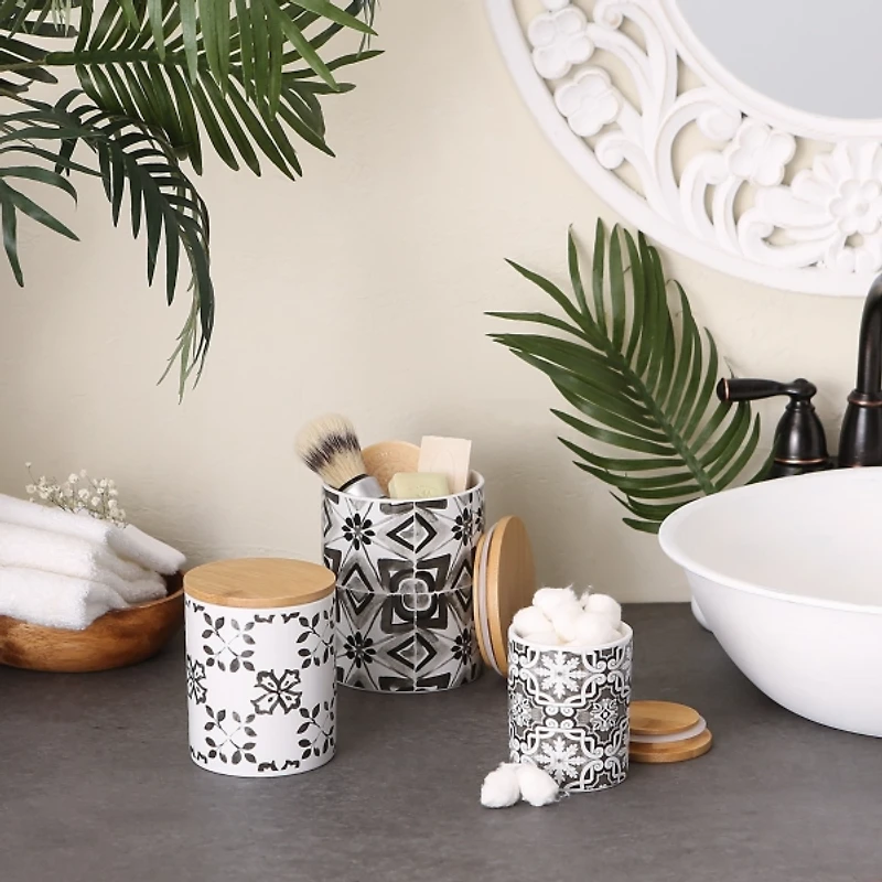 Charcoal Tile 3-pc. Bamboo Lid Jar Set