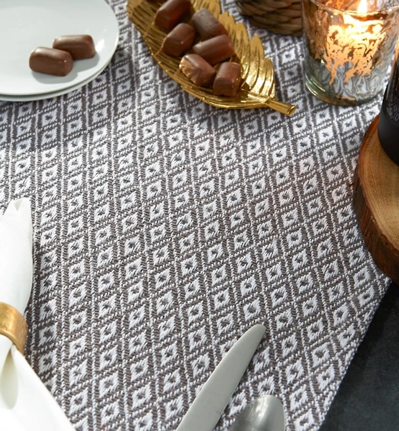 Gray Mini Diamond Fringe End Table Runner, 108 in.