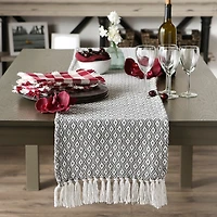 Gray Mini Diamond Fringe End Table Runner, 108 in.