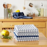 Nautical Blue Basic Assorted Dishtowels, Set of 8