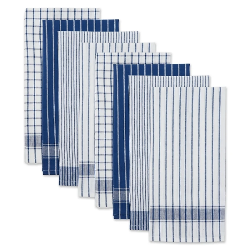 Nautical Blue Basic Assorted Dishtowels, Set of 8