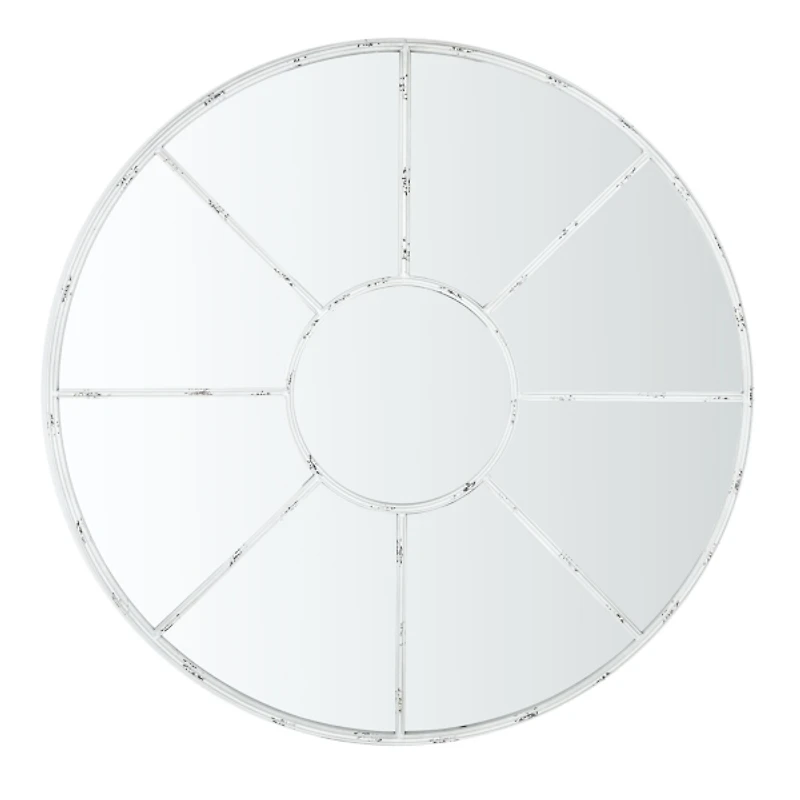 SAFAVIEH White Window Frame Round Mirror