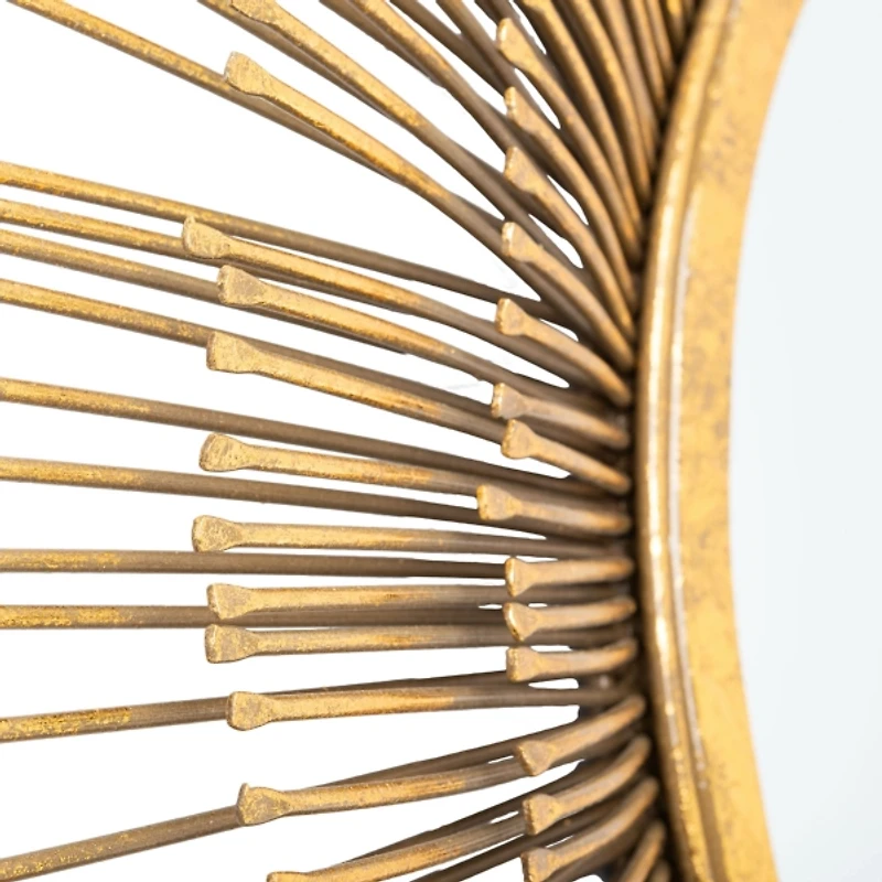 Gold Layered Burst Frame Round Wall Mirror