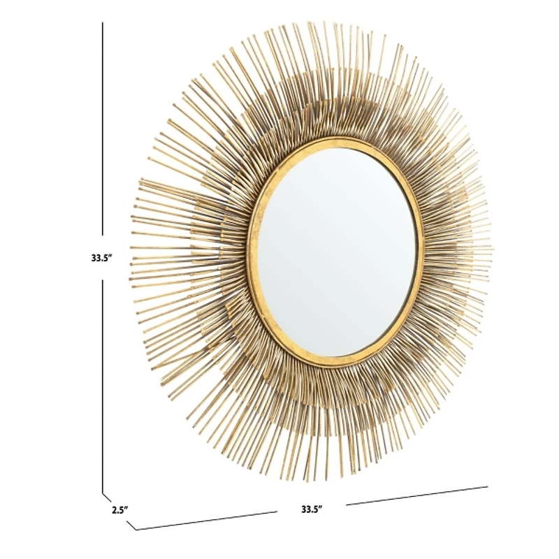 Gold Layered Burst Frame Round Wall Mirror
