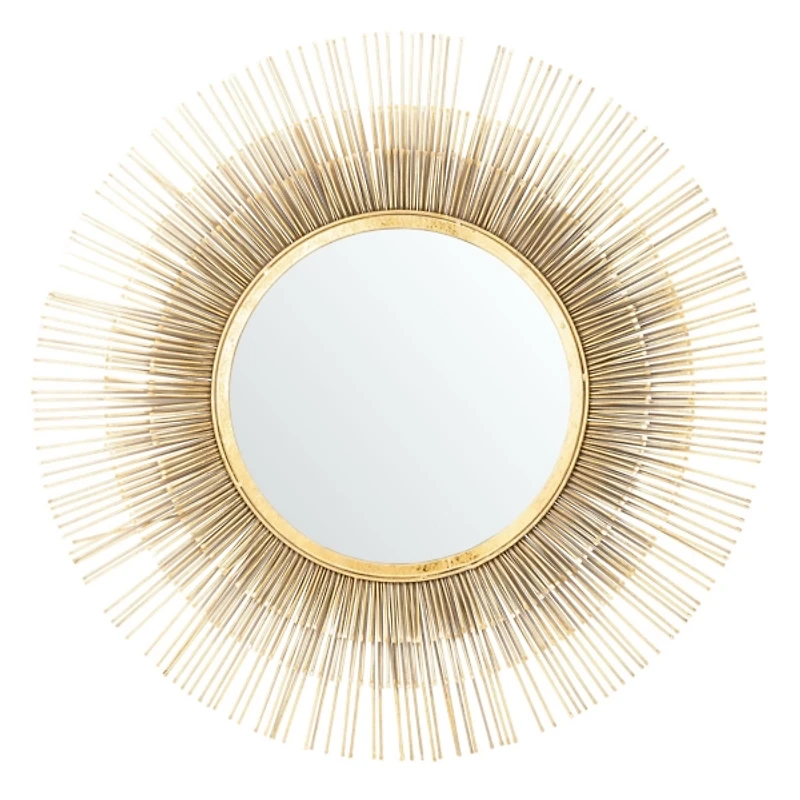 Gold Layered Burst Frame Round Wall Mirror