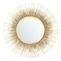 Gold Layered Burst Frame Round Wall Mirror