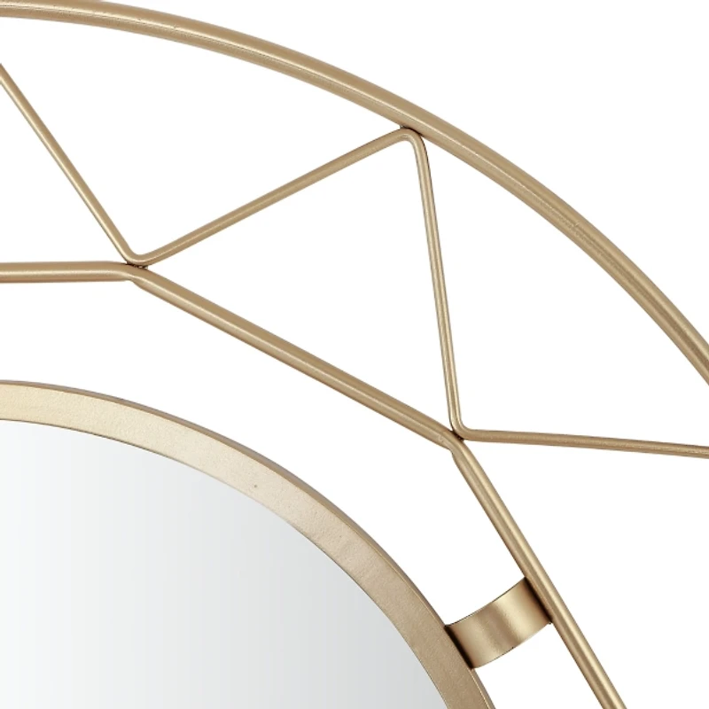 Gold Open Fractal Frame Round Mirror