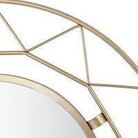 Gold Open Fractal Frame Round Mirror