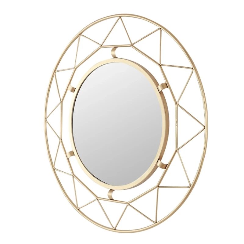 Gold Open Fractal Frame Round Mirror