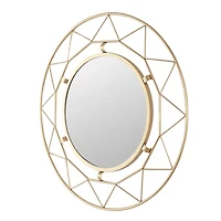 Gold Open Fractal Frame Round Mirror