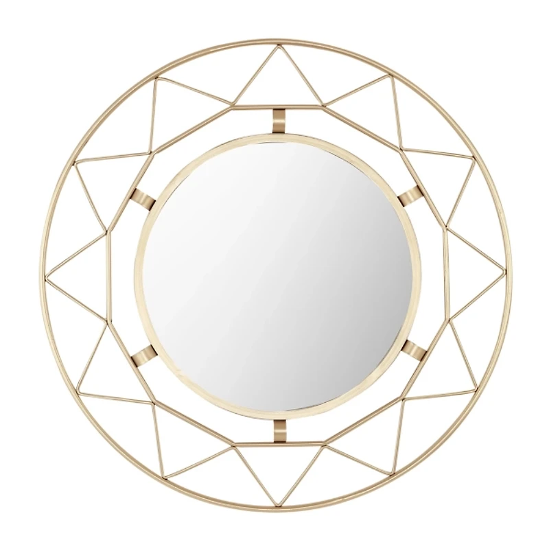 Gold Open Fractal Frame Round Mirror