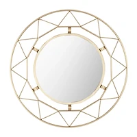 Gold Open Fractal Frame Round Mirror