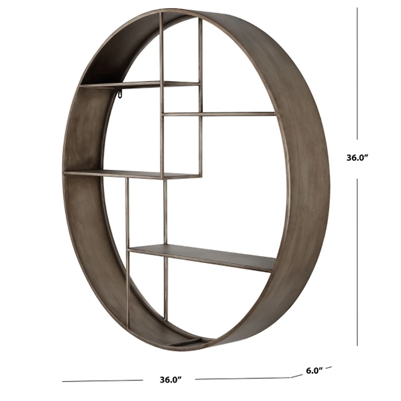 Bronze Metal Round Frame Wall Shelf