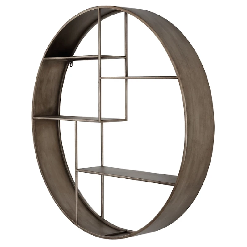 Bronze Metal Round Frame Wall Shelf