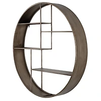 Bronze Metal Round Frame Wall Shelf
