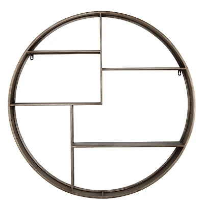 Bronze Metal Round Frame Wall Shelf