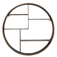 Bronze Metal Round Frame Wall Shelf