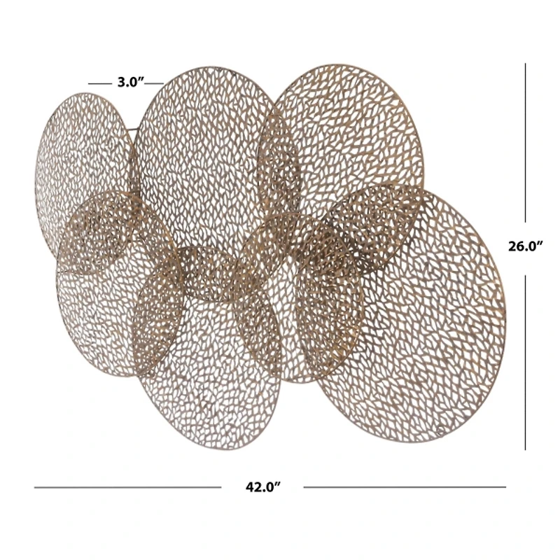 Bronze Metal Layered Lattice Disks Wall Sculpture