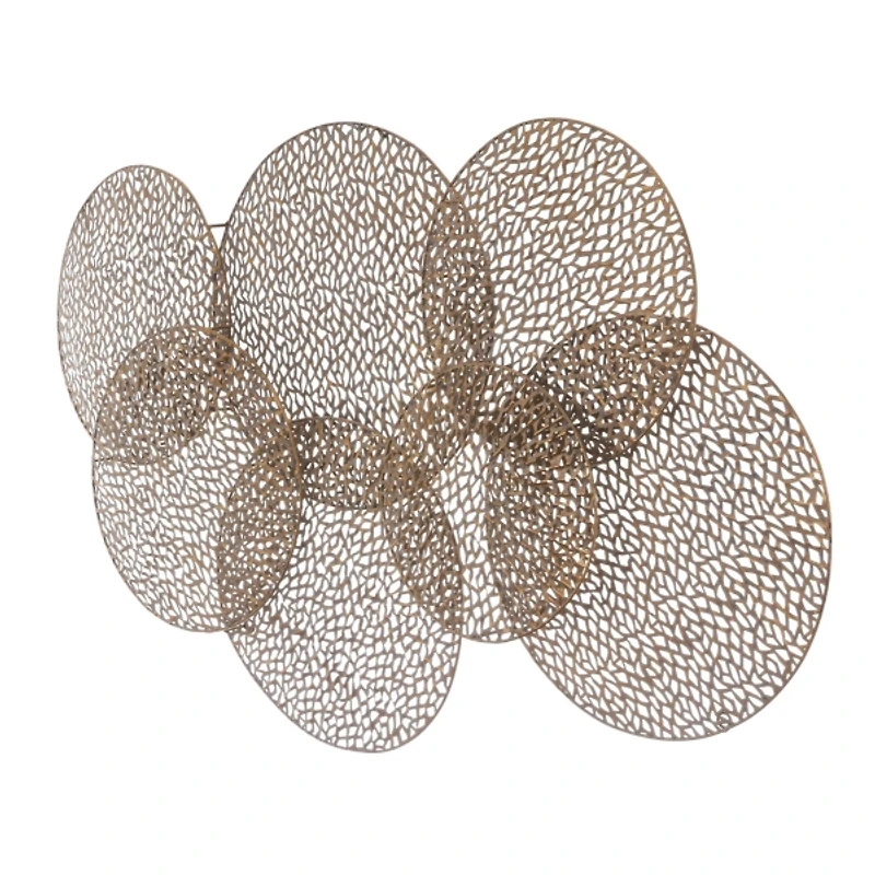 Bronze Metal Layered Lattice Disks Wall Sculpture