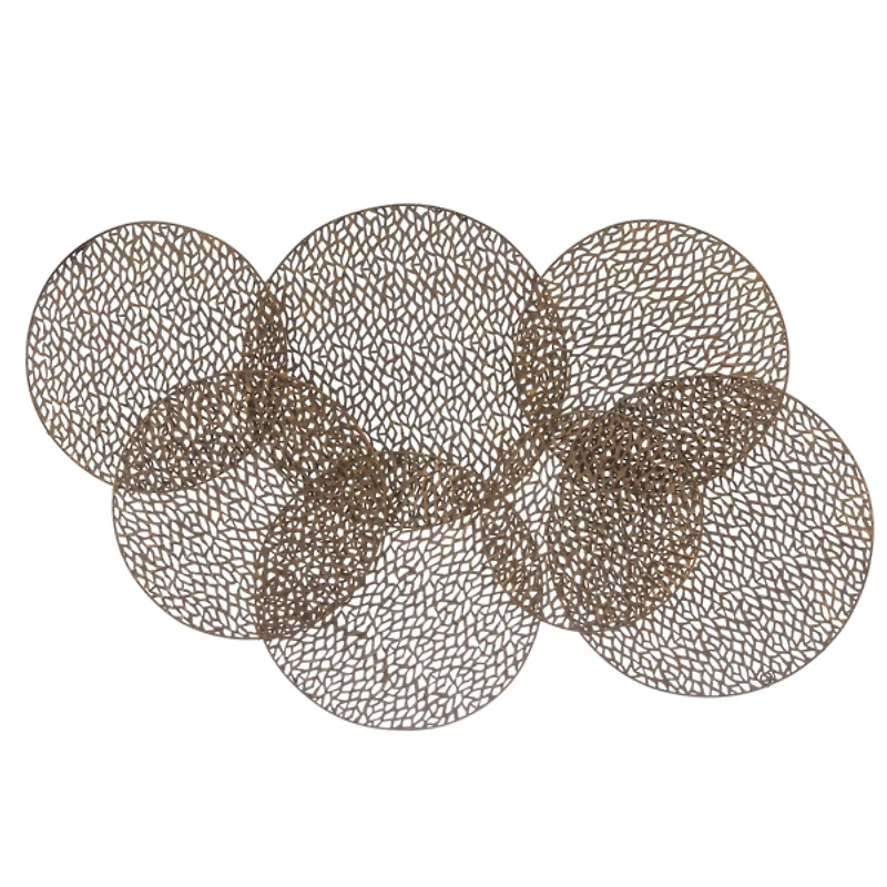 Bronze Metal Layered Lattice Disks Wall Sculpture