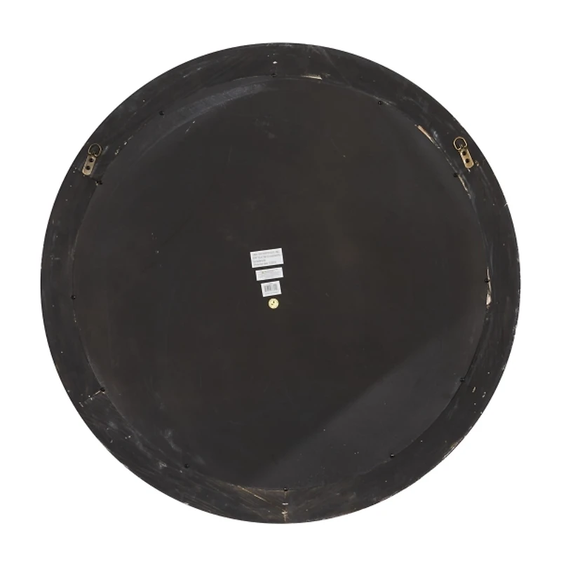 Distressed White Wood Round Frame Wall Mirror