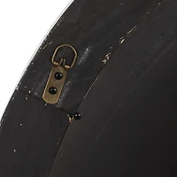 Distressed White Wood Round Frame Wall Mirror