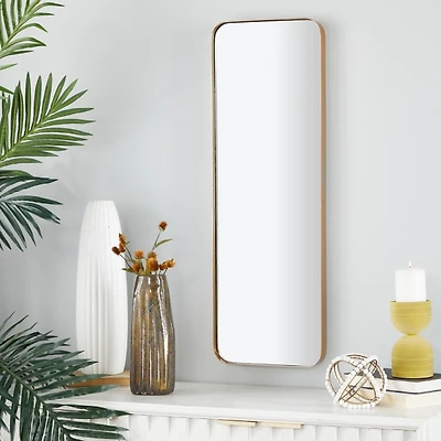 Gold Thin Iron Frame Curved Corner Mirror