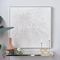 White and Silver Impasto Abstract Canvas Art Print